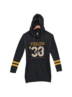 NFL Team Apparel Pittsburgh Steelers Tunic Hoodie Womens Black Long Sleeve Sz S
